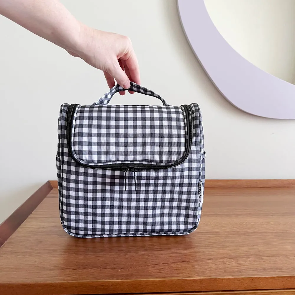 Bon Voyage Travel Toiletry Bag -- Black Gingham