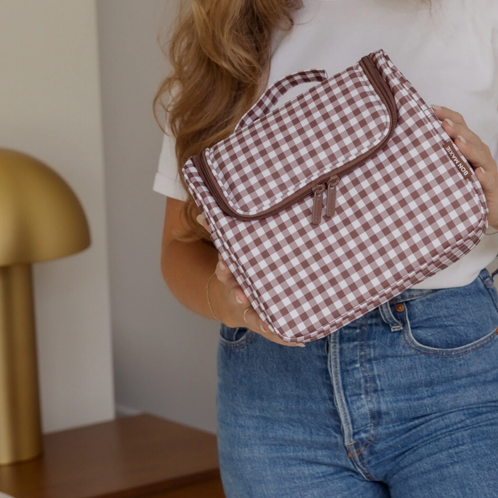 Bon Voyage Travel Toiletry Bag -- Chocolate Gingham
