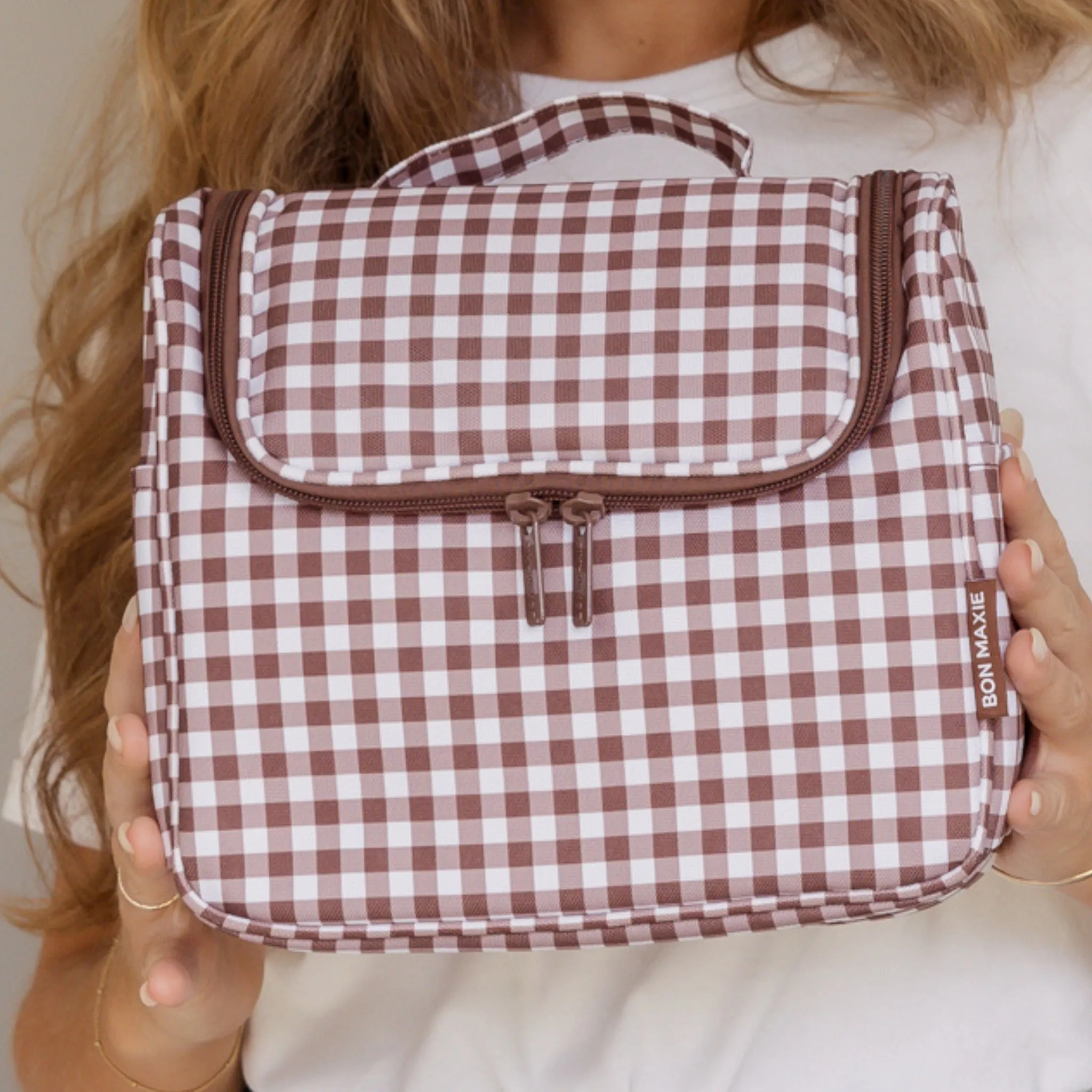 Bon Voyage Travel Toiletry Bag -- Chocolate Gingham