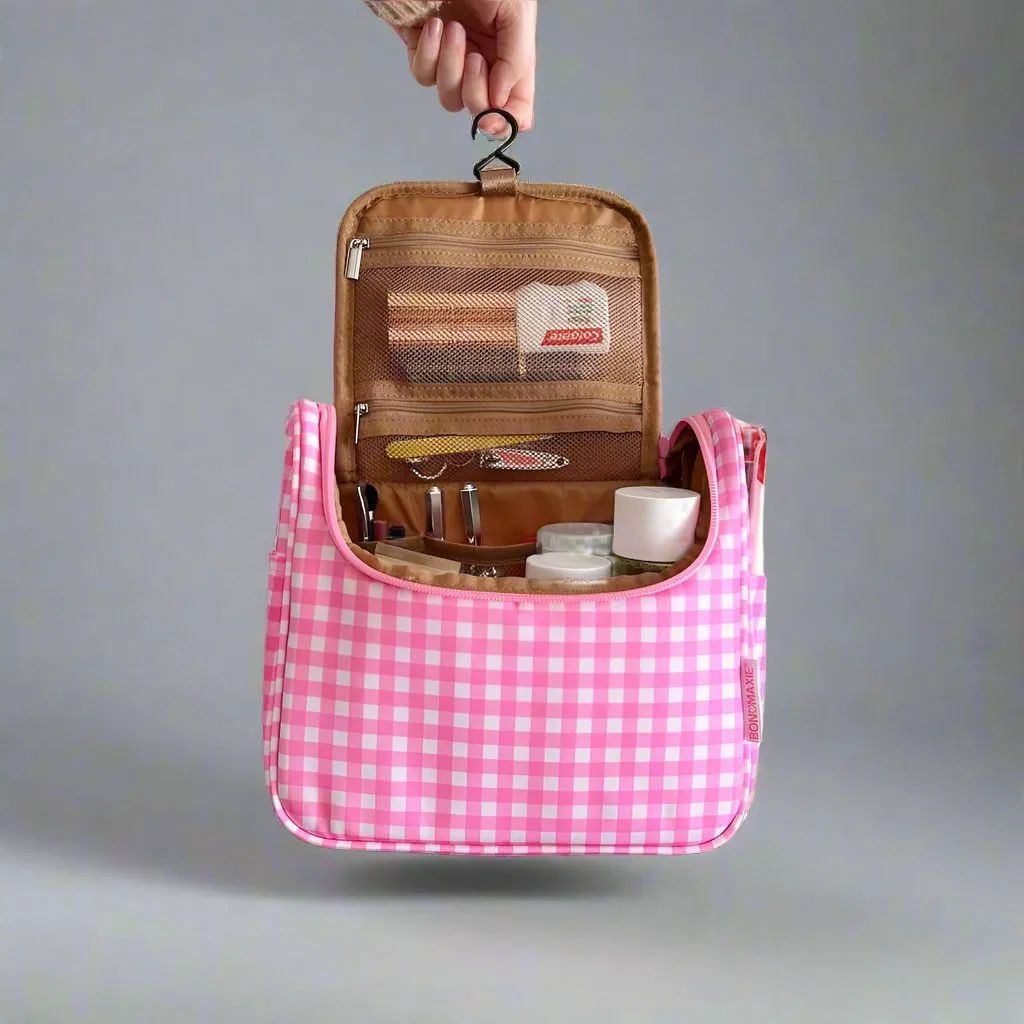 Bon Voyage Travel Toiletry Bag -- Pink Gingham