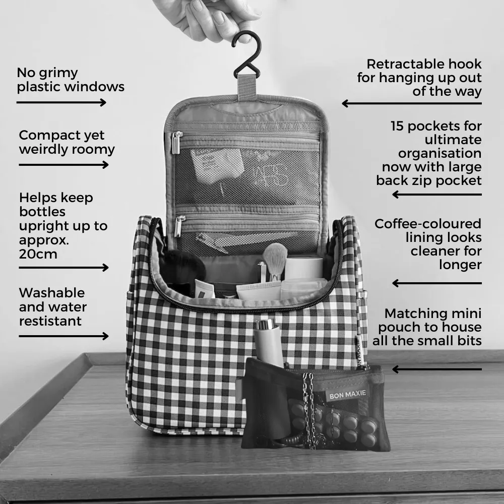 Bon Voyage Travel Toiletry Bag -- Sage Gingham