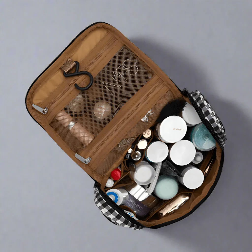 Bon Voyage Travel Toiletry Bag -- Sage Gingham