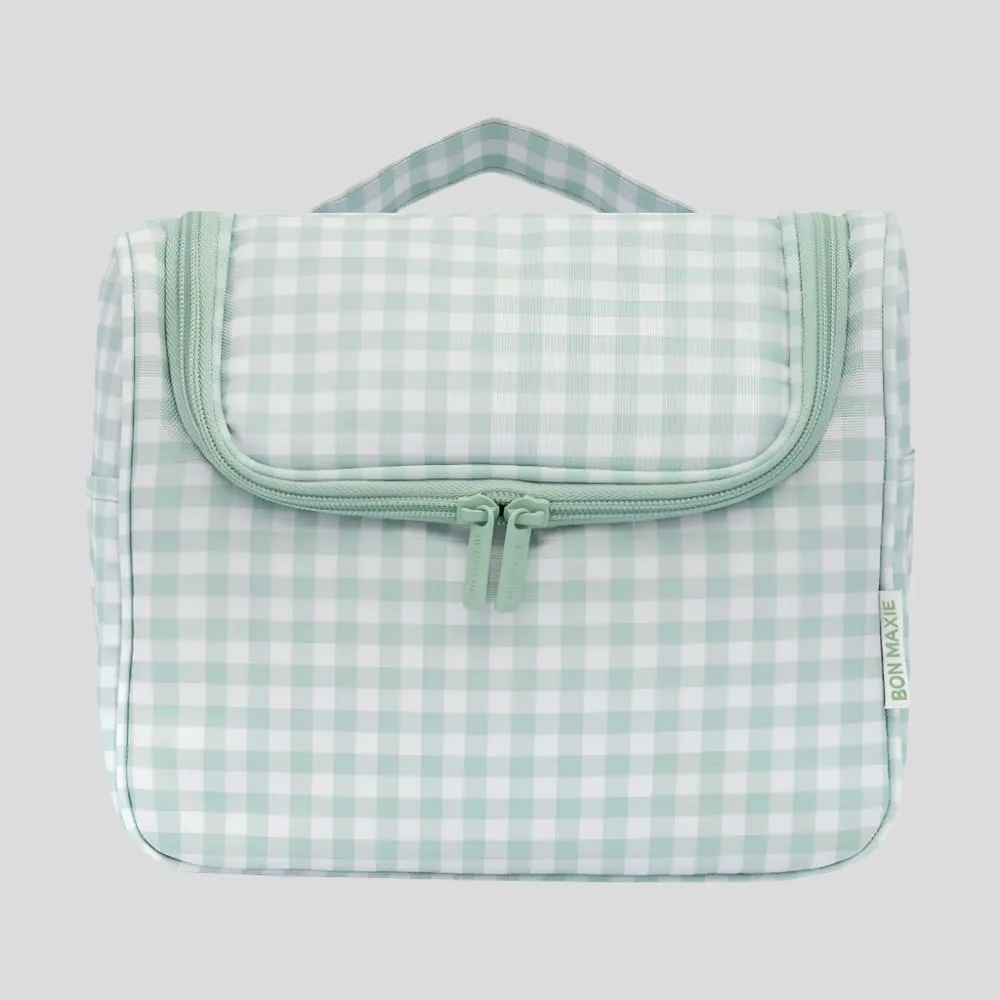 Bon Voyage Travel Toiletry Bag -- Sage Gingham