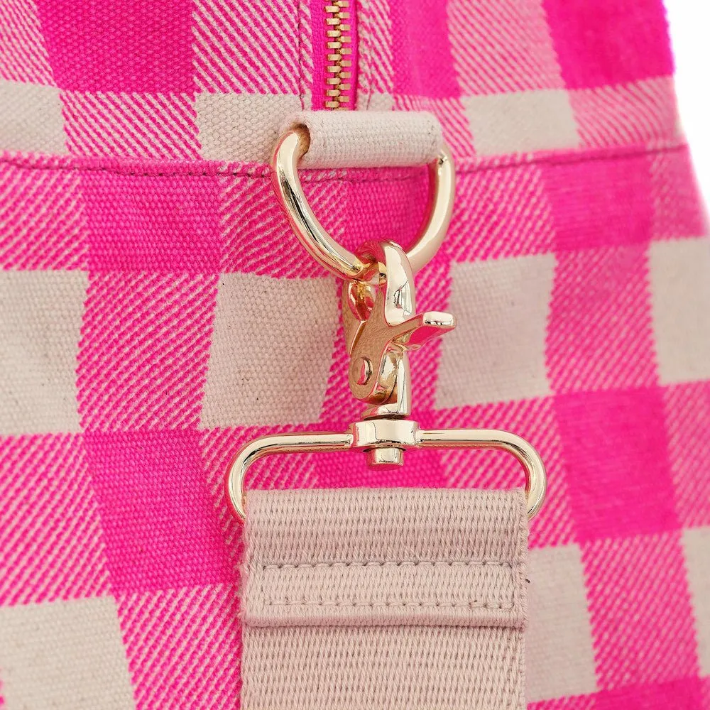 Bon Voyage Weekender Bag -- Neon Pink Gingham