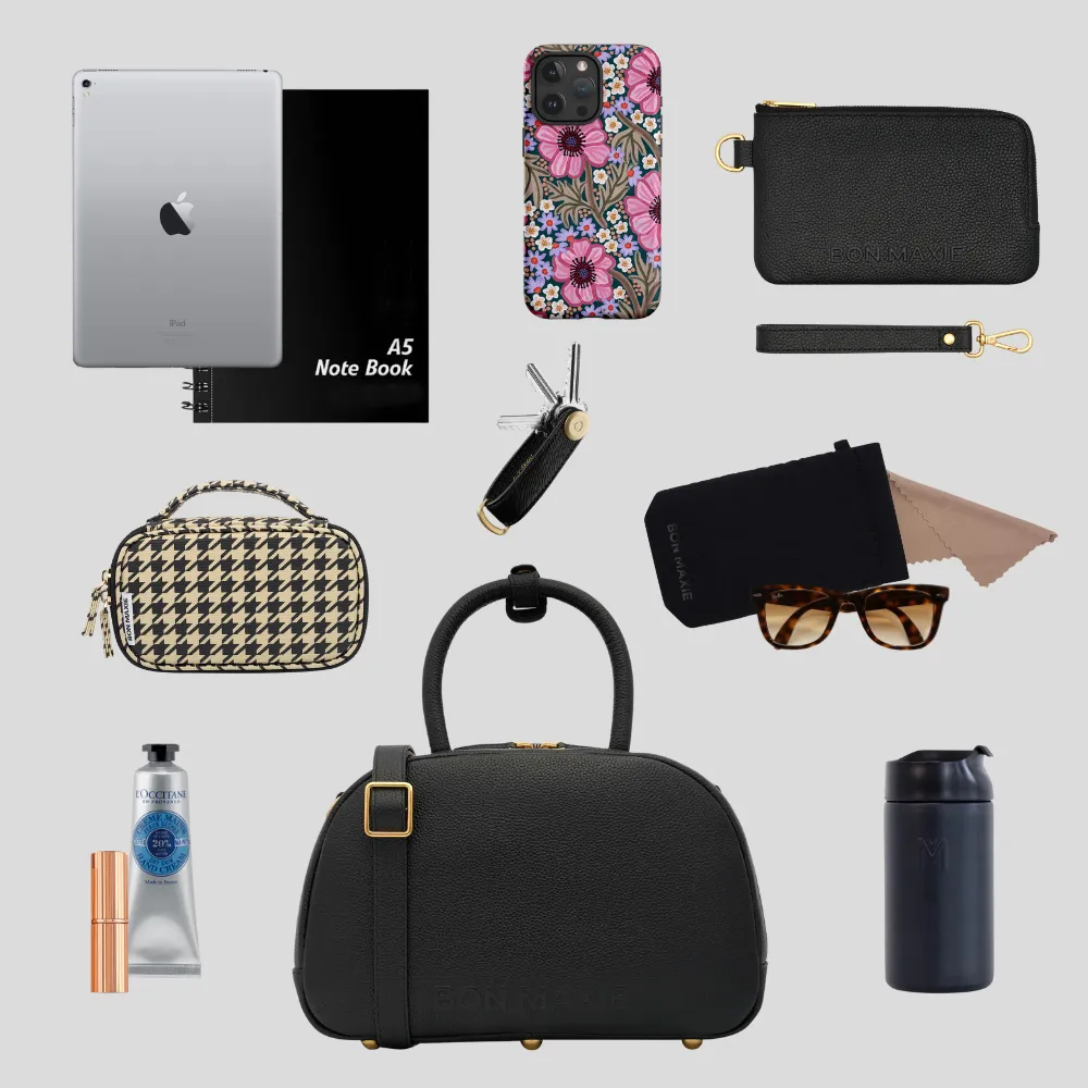 Bowler Crossbody Top Handle Bag -- Black
