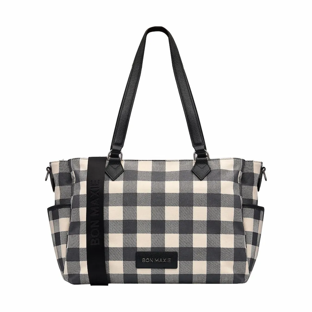 Carryall Tote   Pouch --  Black Gingham