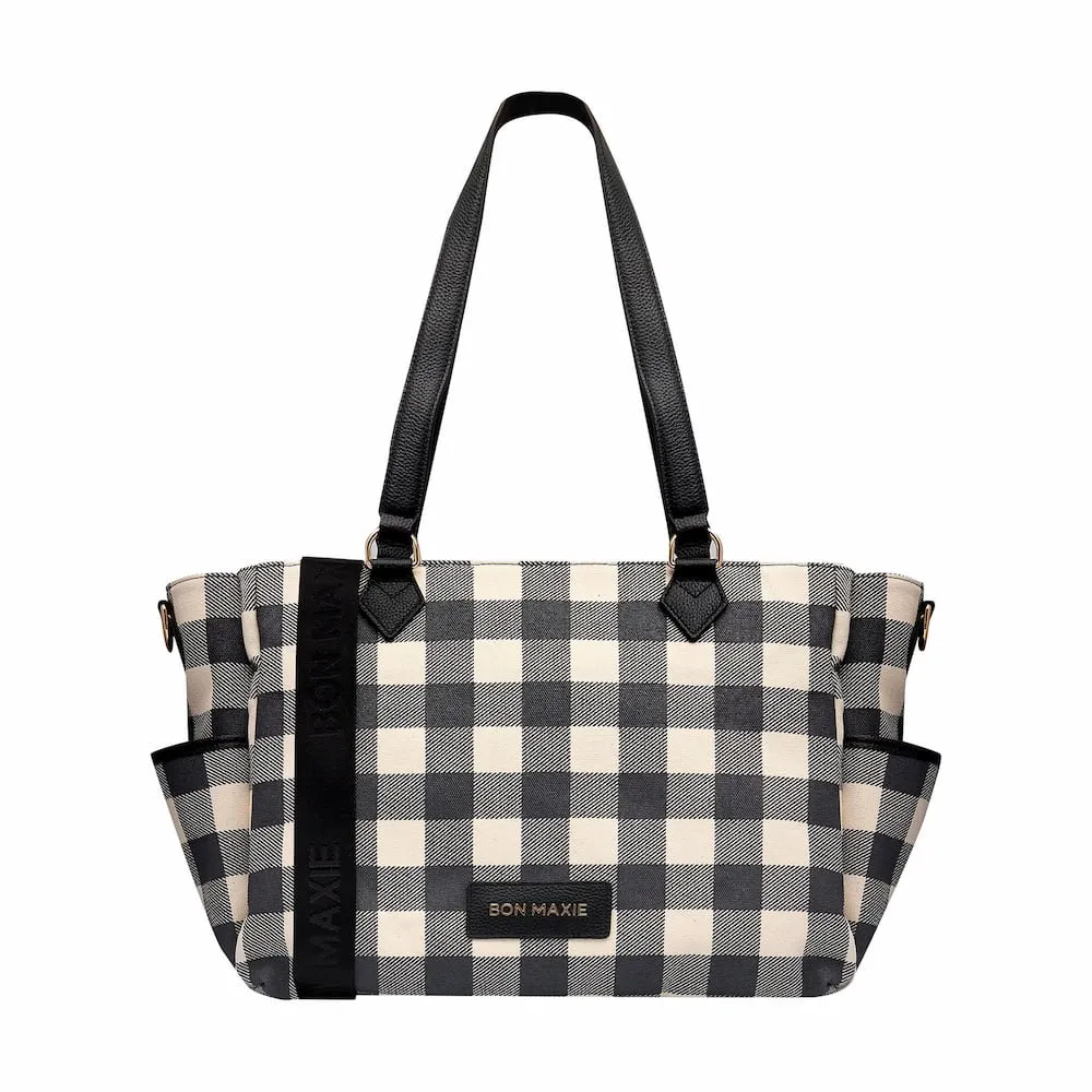 Carryall Tote   Pouch --  Black Gingham