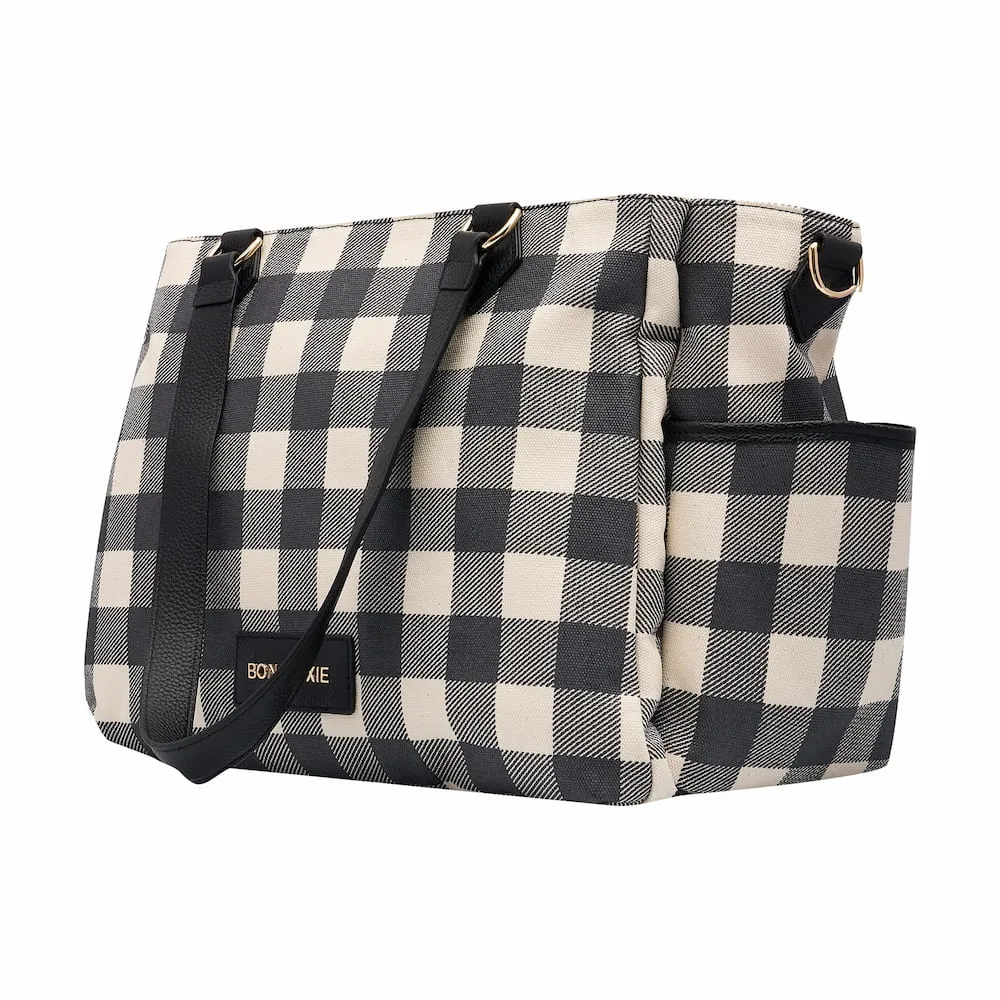 Carryall Tote   Pouch --  Black Gingham