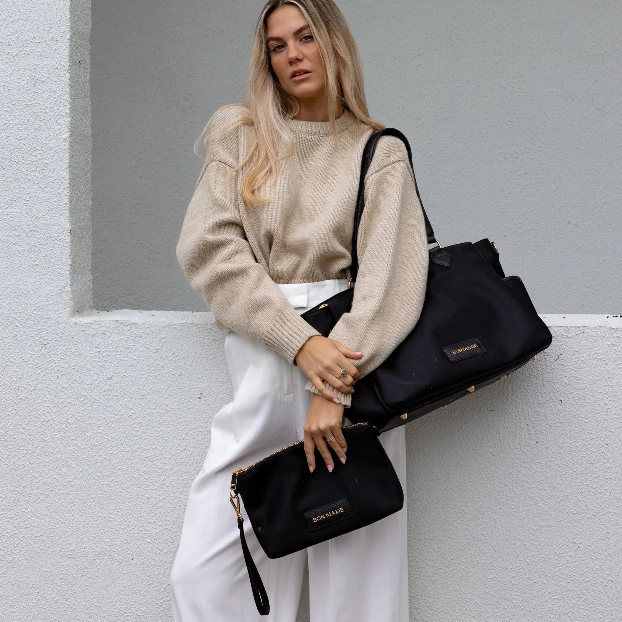 Carryall Tote   Pouch --  Black Nylon