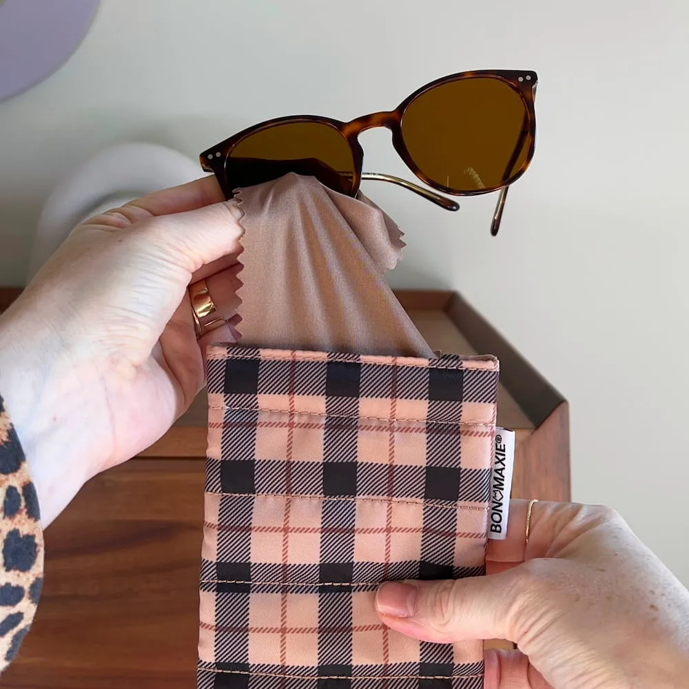 Easy-Squeezy Glasses Case -- Tan Tartan