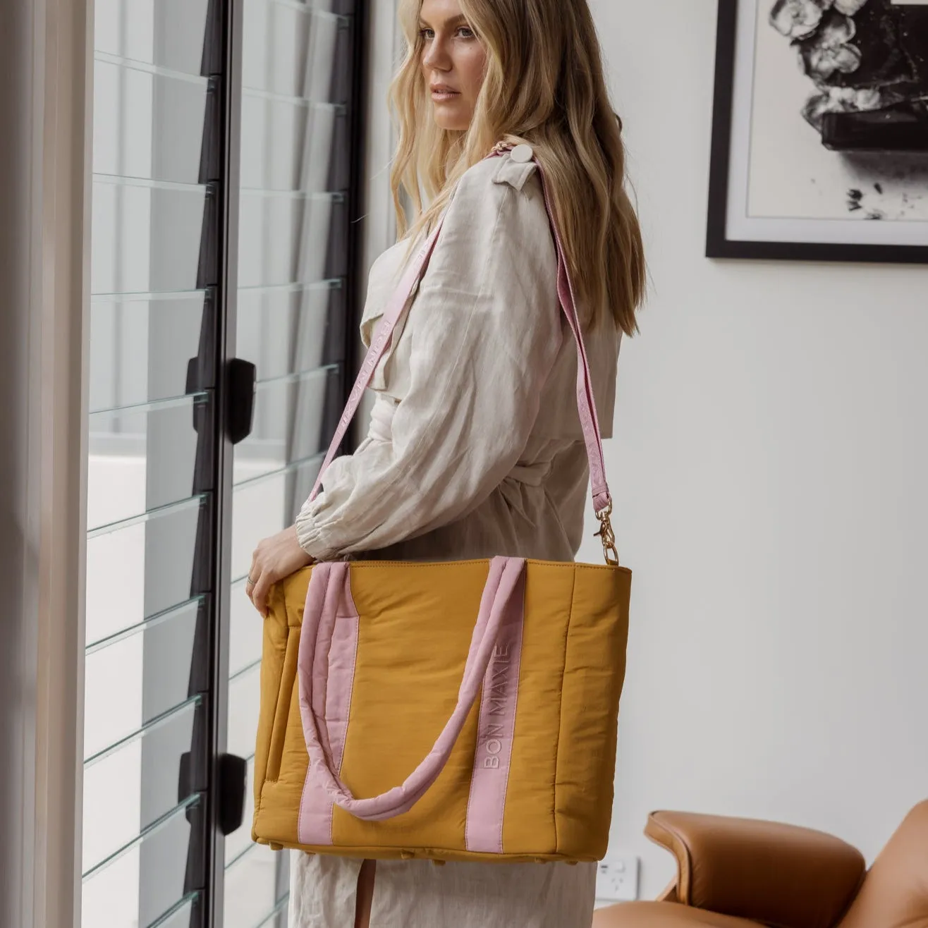 Everyday Tote Bag -- Pink/Mustard