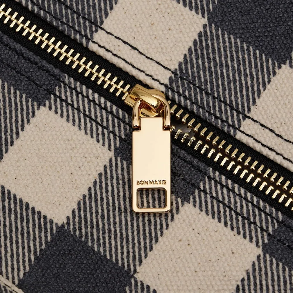Large Bon Vivant Structured Tote Bag -- Almond Gingham