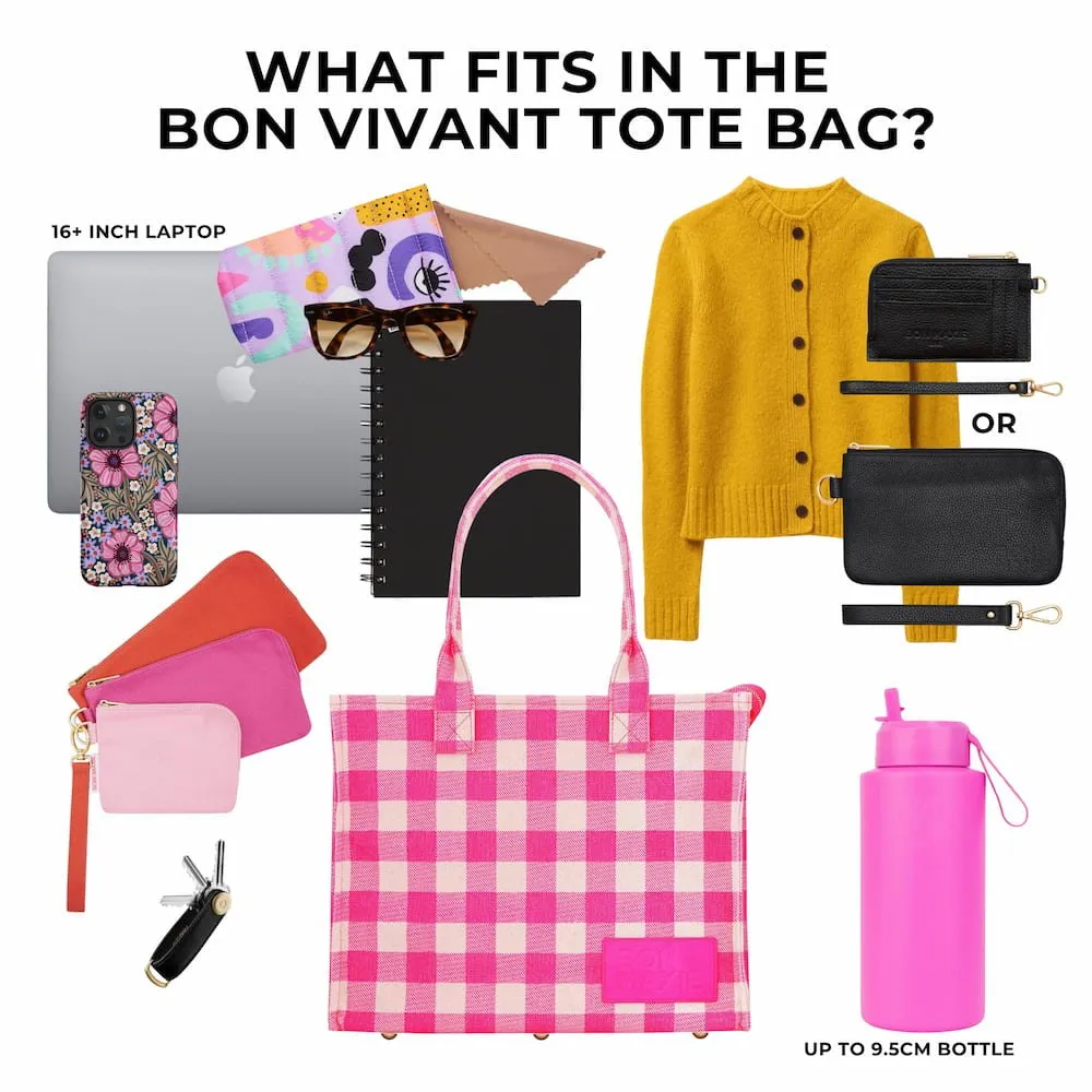 Large Bon Vivant Structured Tote Bag -- Almond Gingham