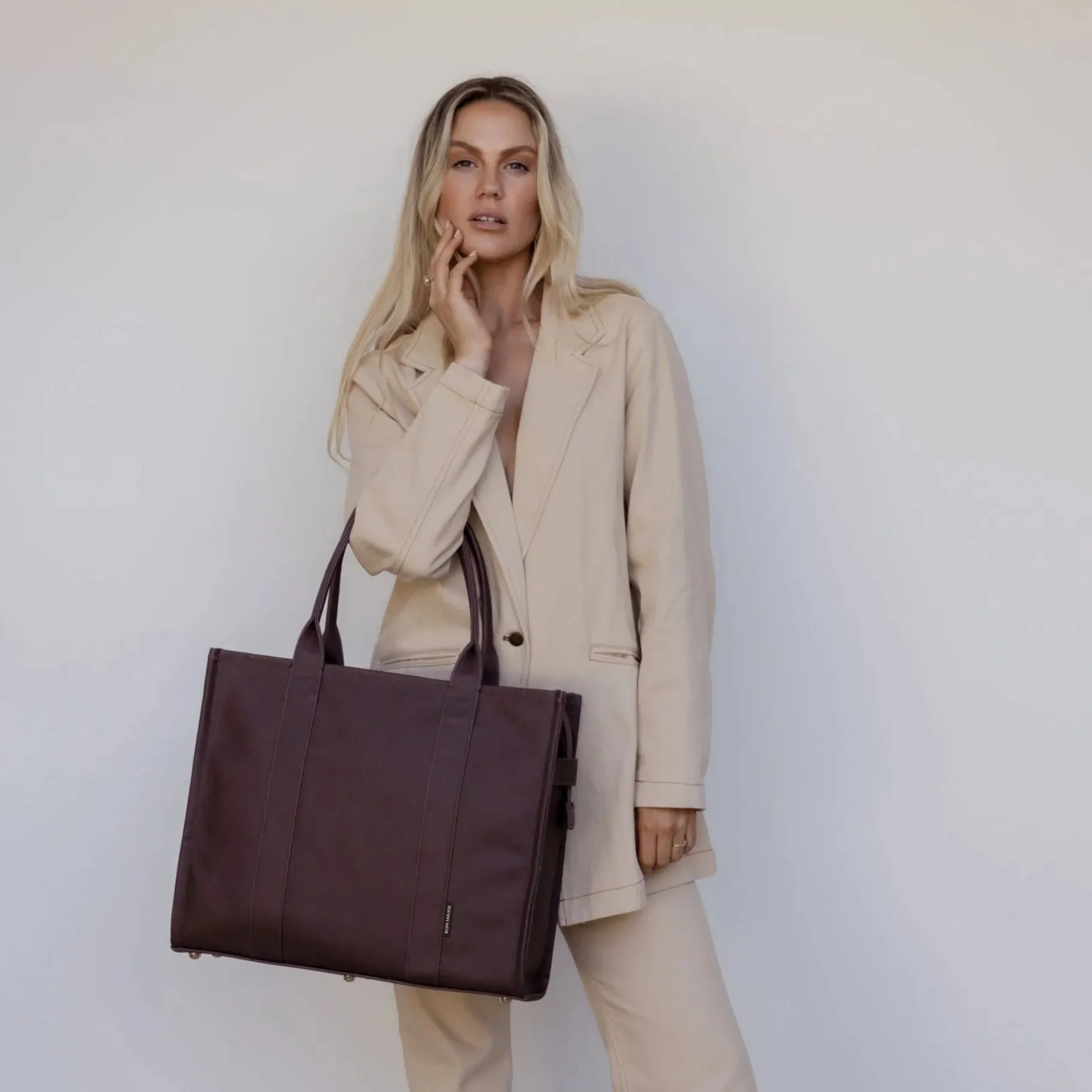 Large Bon Vivant Structured Tote Bag -- Chocolate