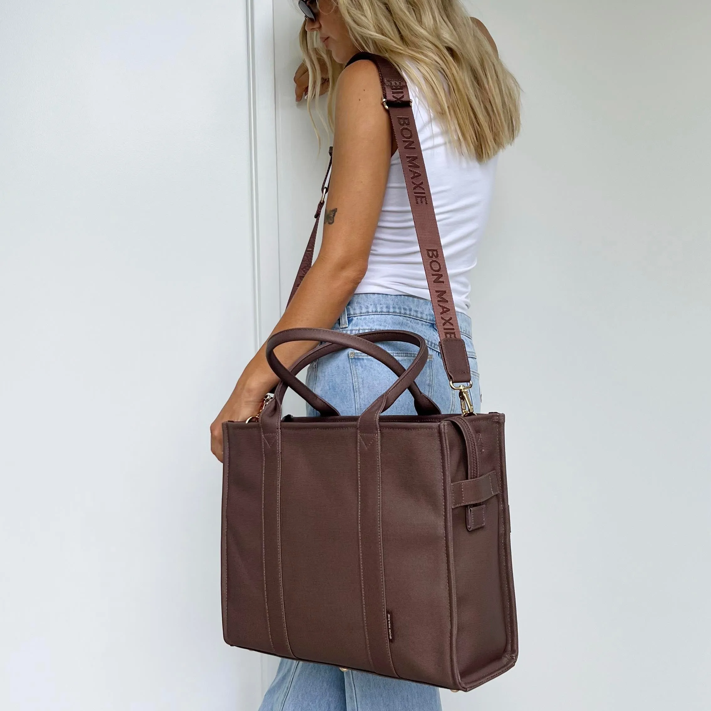 Large Bon Vivant Structured Tote Bag -- Chocolate