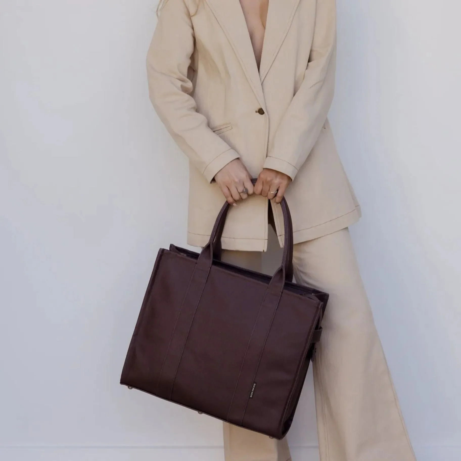 Large Bon Vivant Structured Tote Bag -- Chocolate