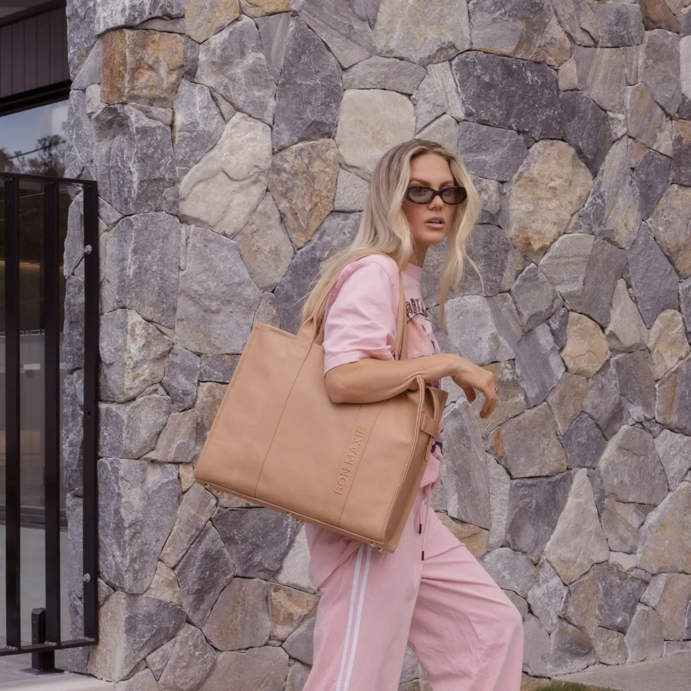 Large Bon Vivant Structured Tote Bag -- Tan