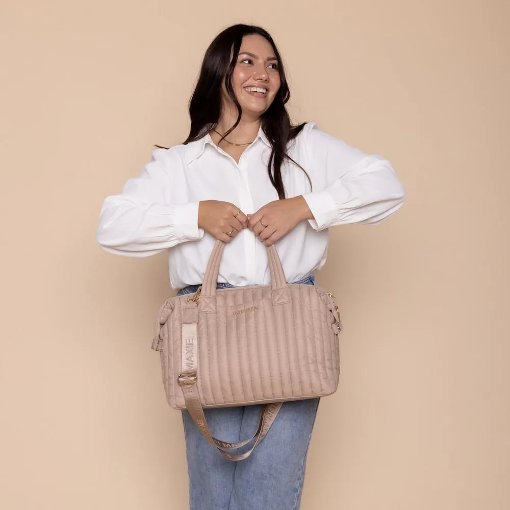 Large Puffy Pillow Crossbody Bag -- Latte