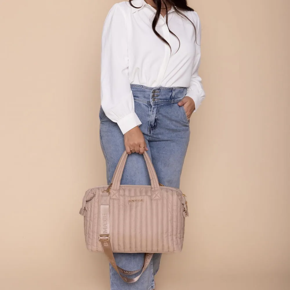 Large Puffy Pillow Crossbody Bag -- Latte