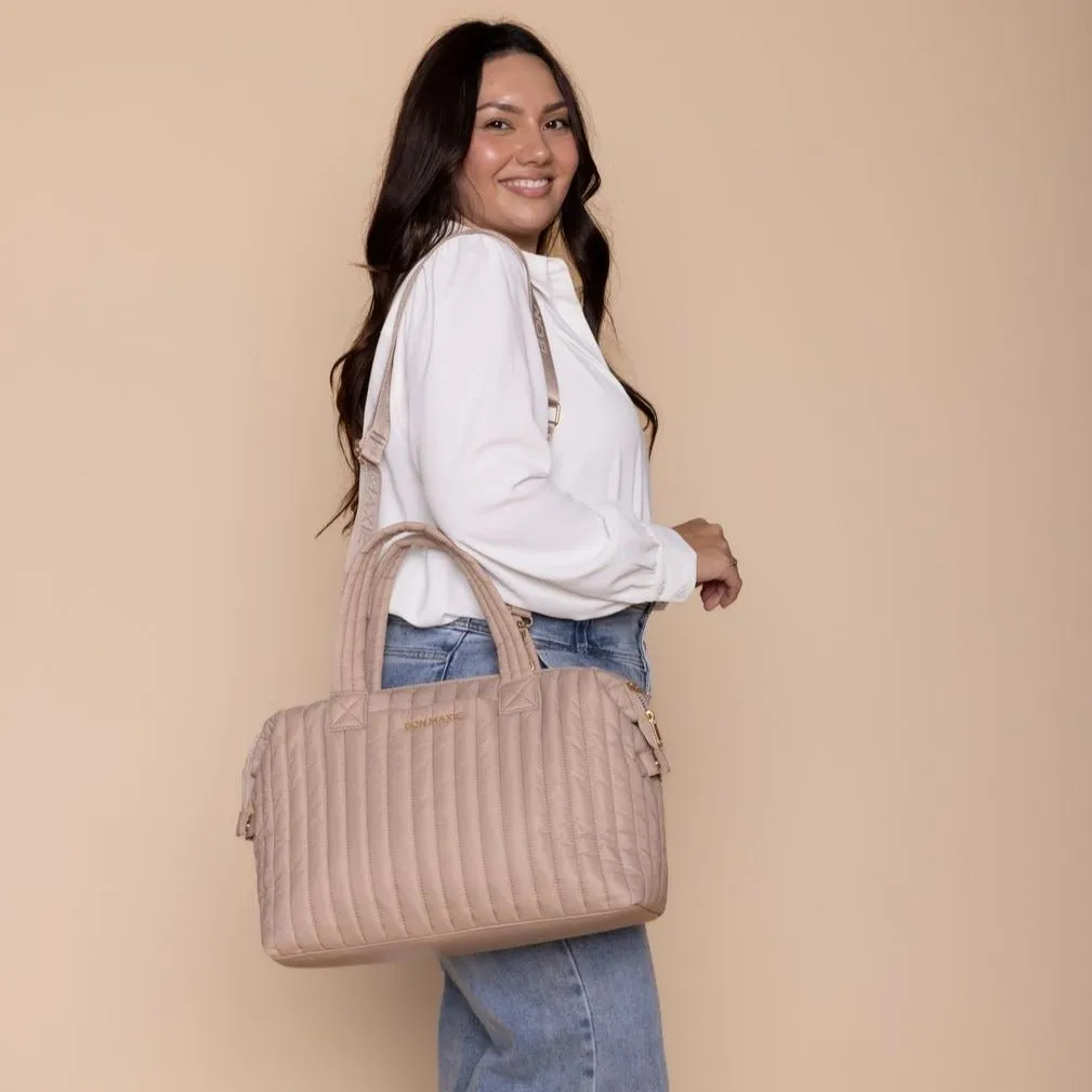 Large Puffy Pillow Crossbody Bag -- Latte