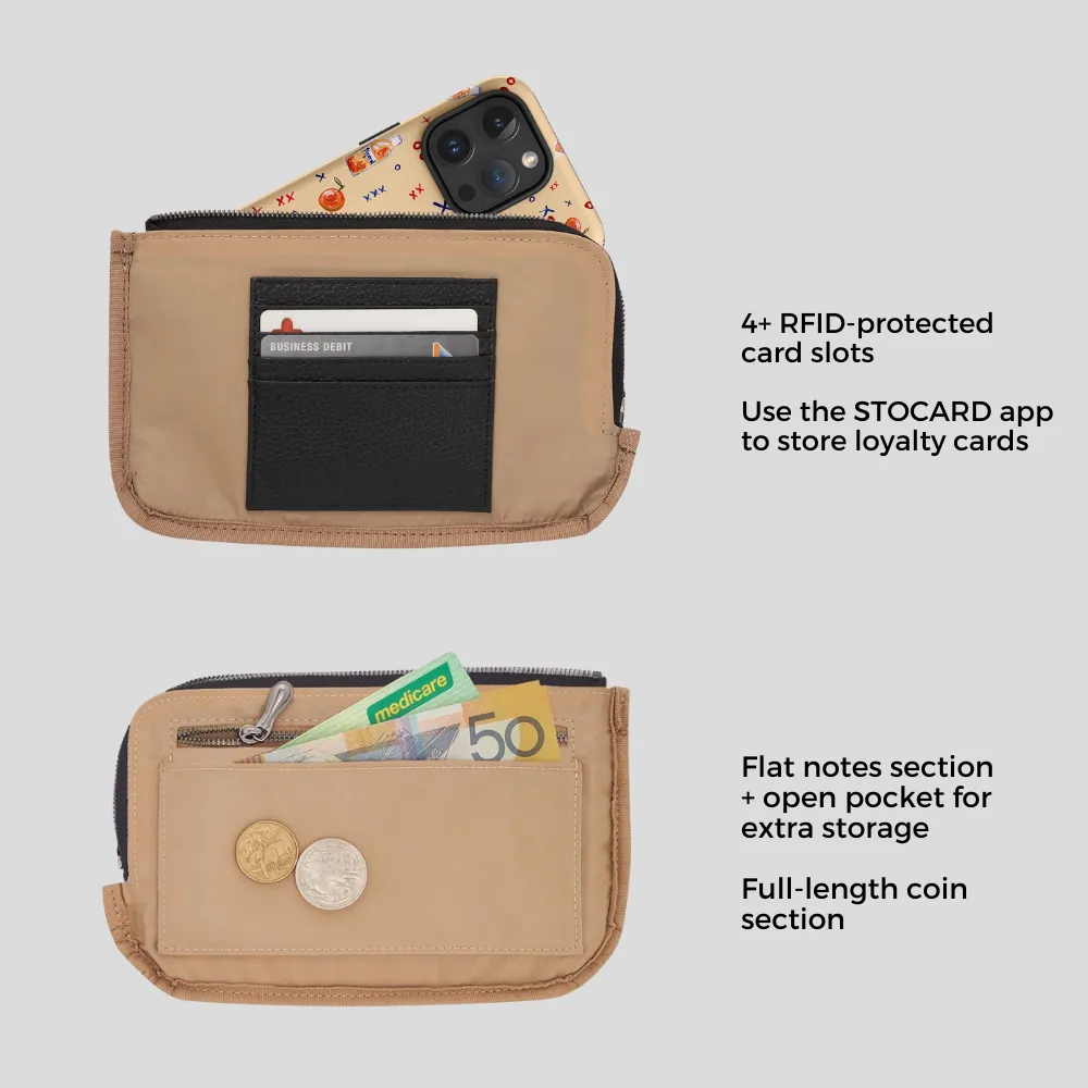 Leather Phone Wallet Pouch -- Tan