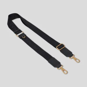 Logo Bag Strap with Leather  -- Black