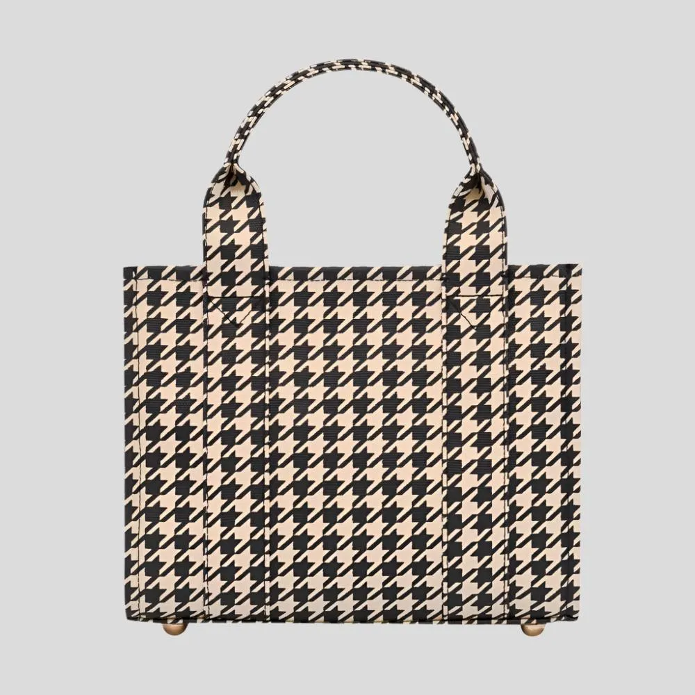 Micro Bon Vivant Structured Tote Bag -- Black Houndstooth