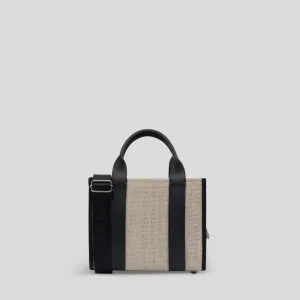 Micro Bon Vivant Structured Tote Bag -- Jute Black Leather