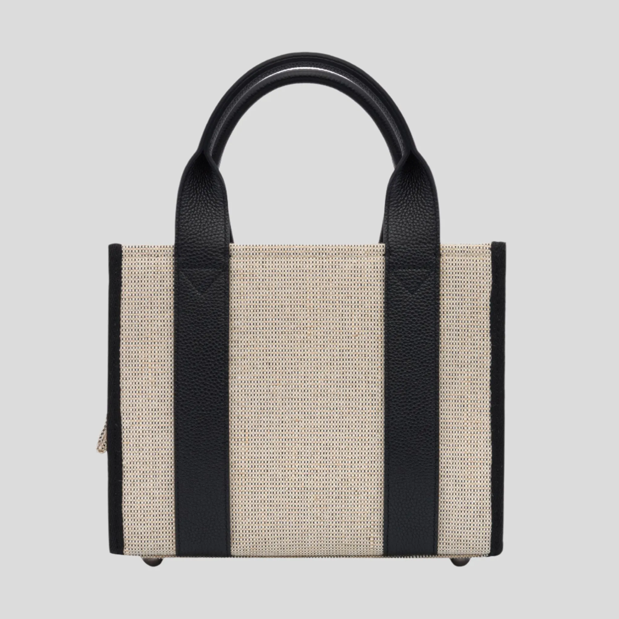 Micro Bon Vivant Structured Tote Bag -- Jute Black Leather