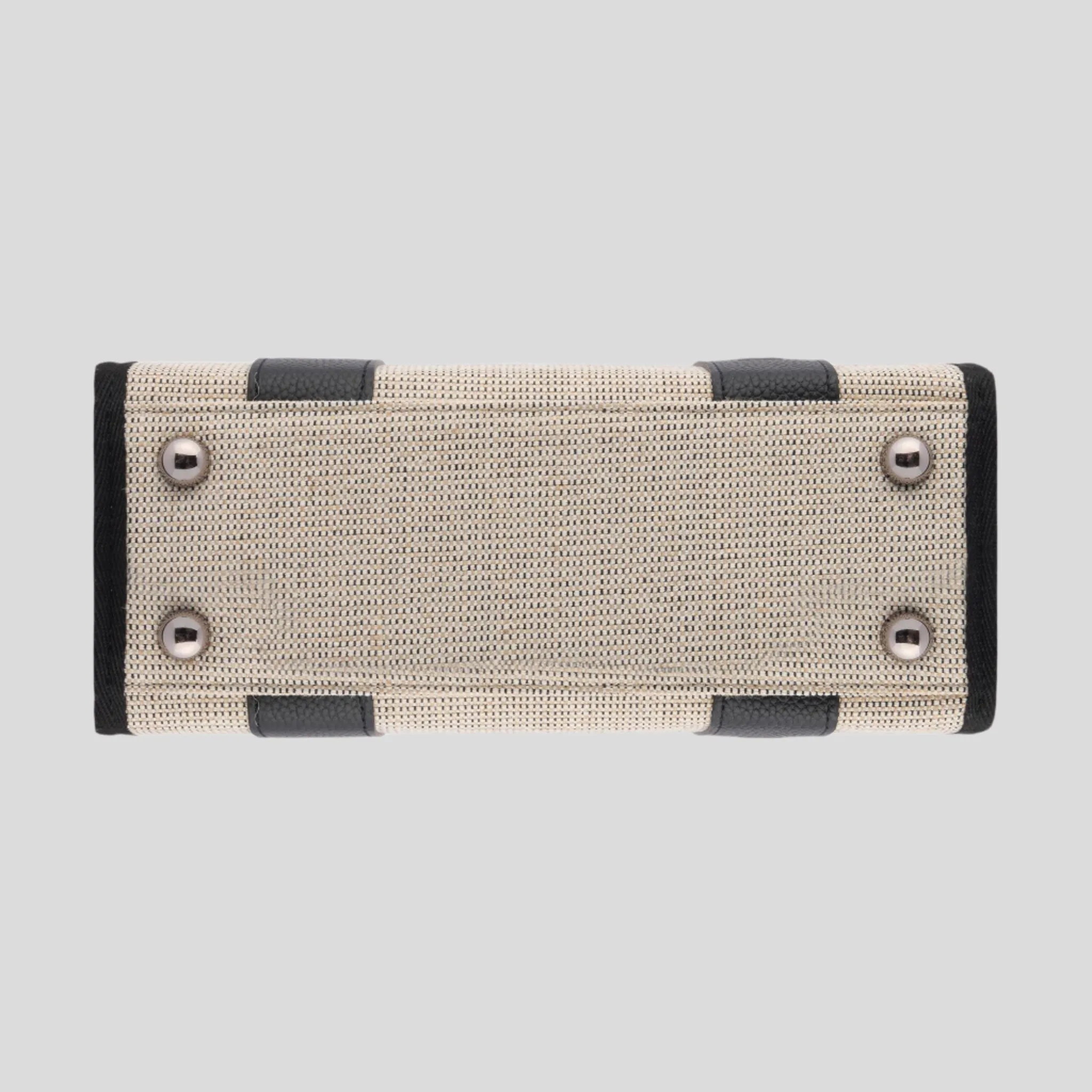 Micro Bon Vivant Structured Tote Bag -- Jute Black Leather