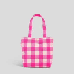 Mini Bonnie Tote Bag -- Neon Pink Gingham