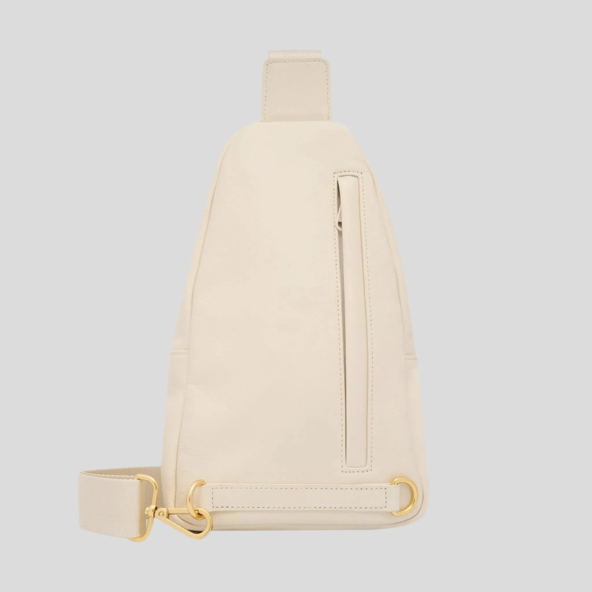 Multiwear Leather Crossbody Sling Bag -- Cream Bold Logo