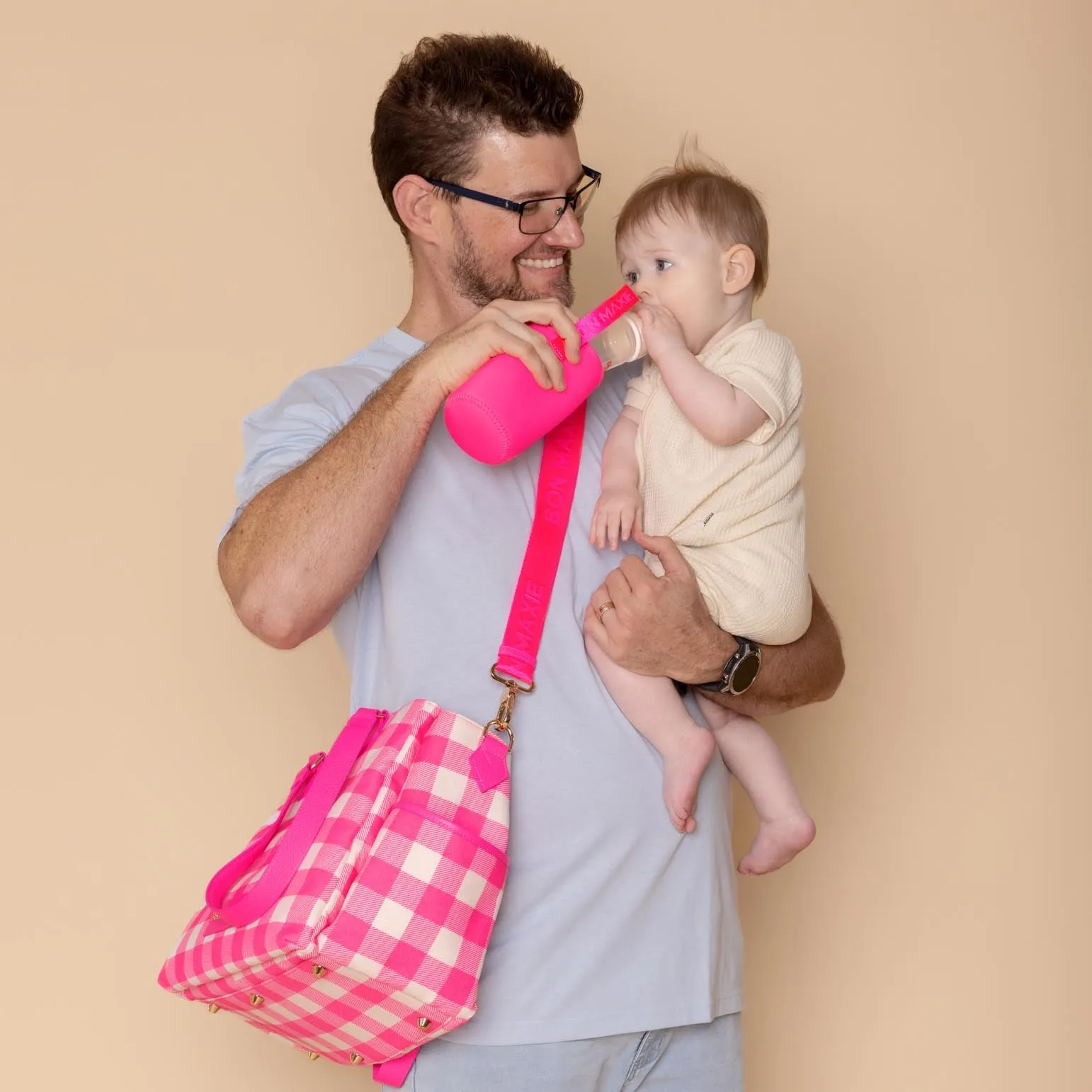 Neoprene Bottle Insulator Pocket Insert -- Neon Pink