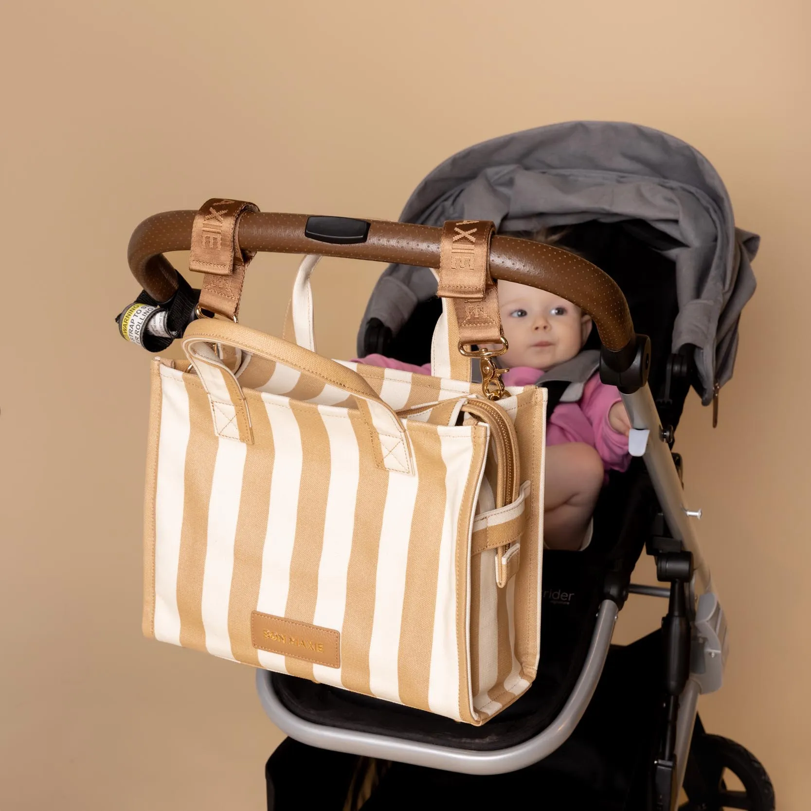 No-Slip Velcro Pram Straps -- Tan