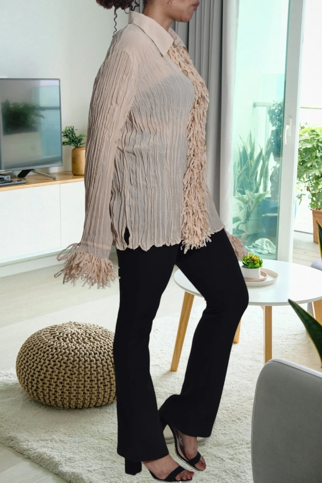 Peach Front Frill Top