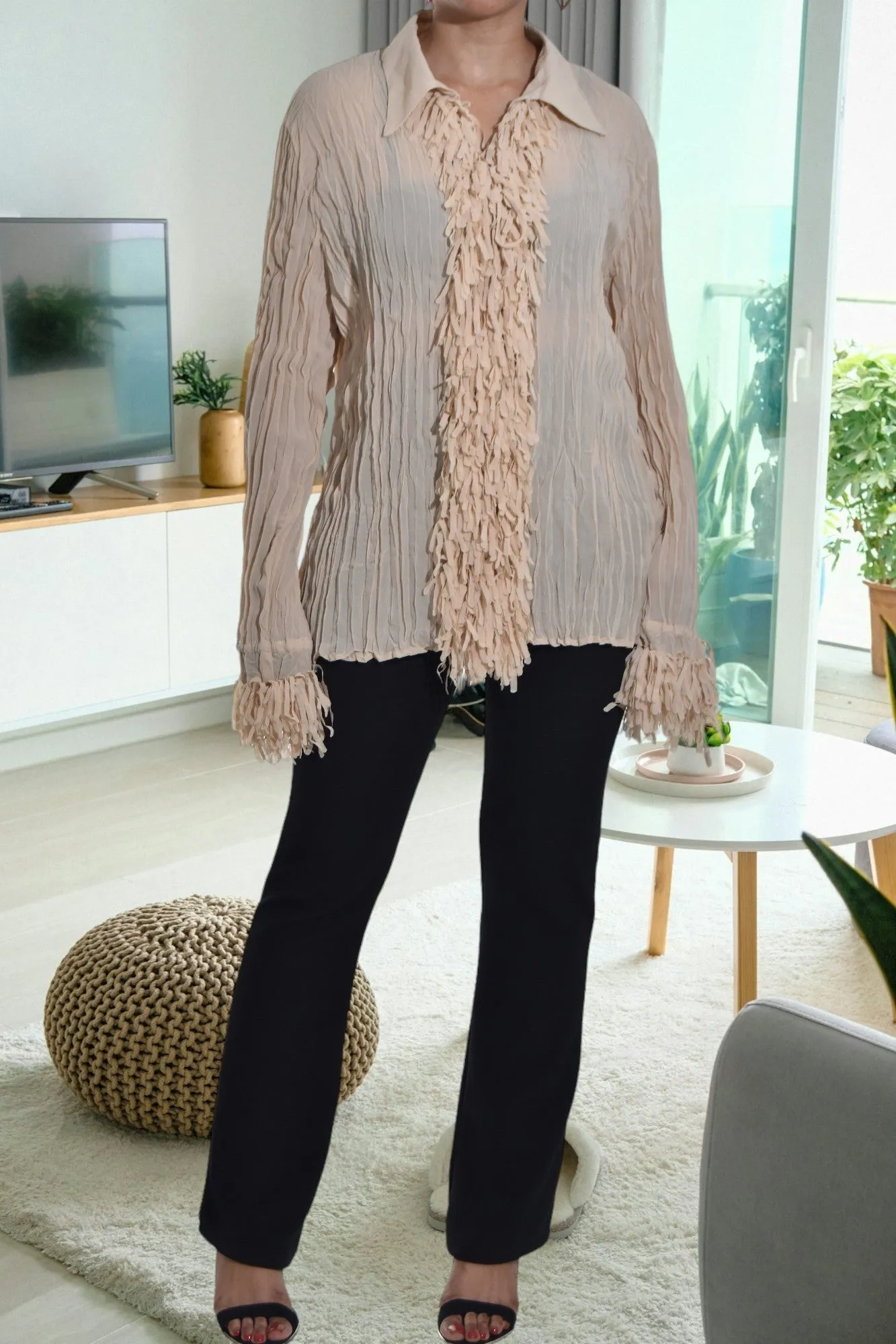 Peach Front Frill Top