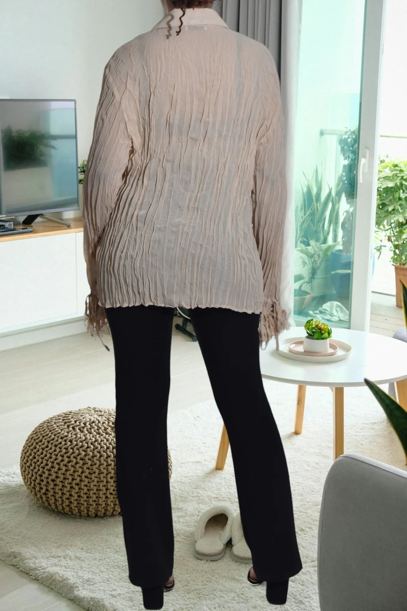 Peach Front Frill Top