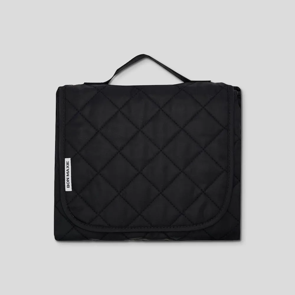 Quilted Change Mat Nappy Clutch -- Black