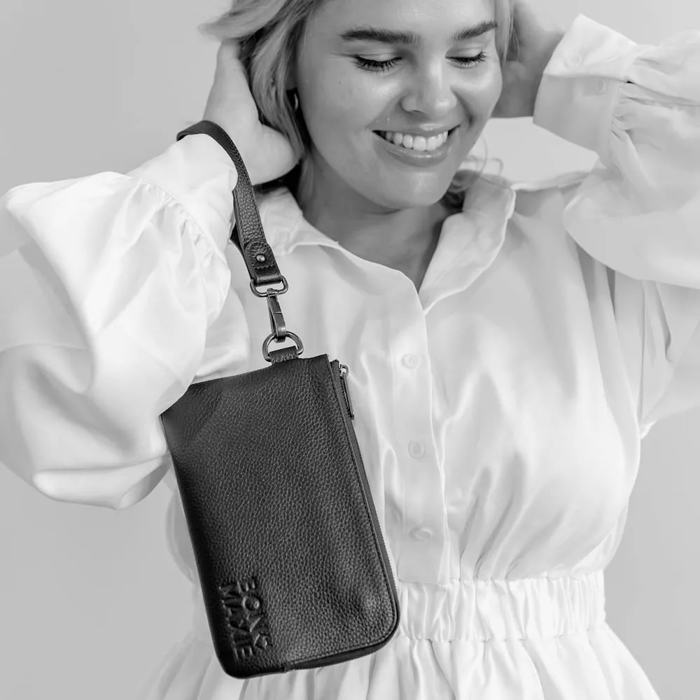*SECONDS SALE* Leather Phone Wallet Pouch -- Fuchsia