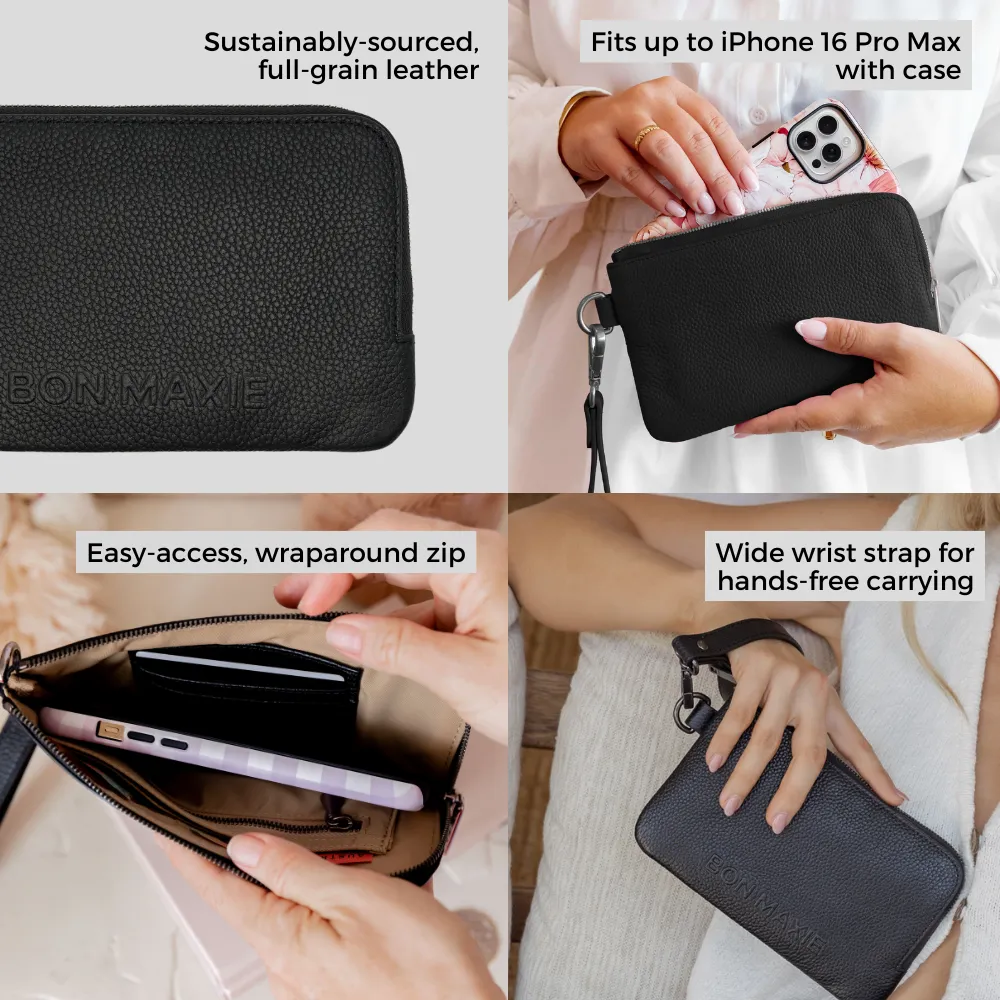 *SECONDS SALE* Leather Phone Wallet Pouch -- Fuchsia