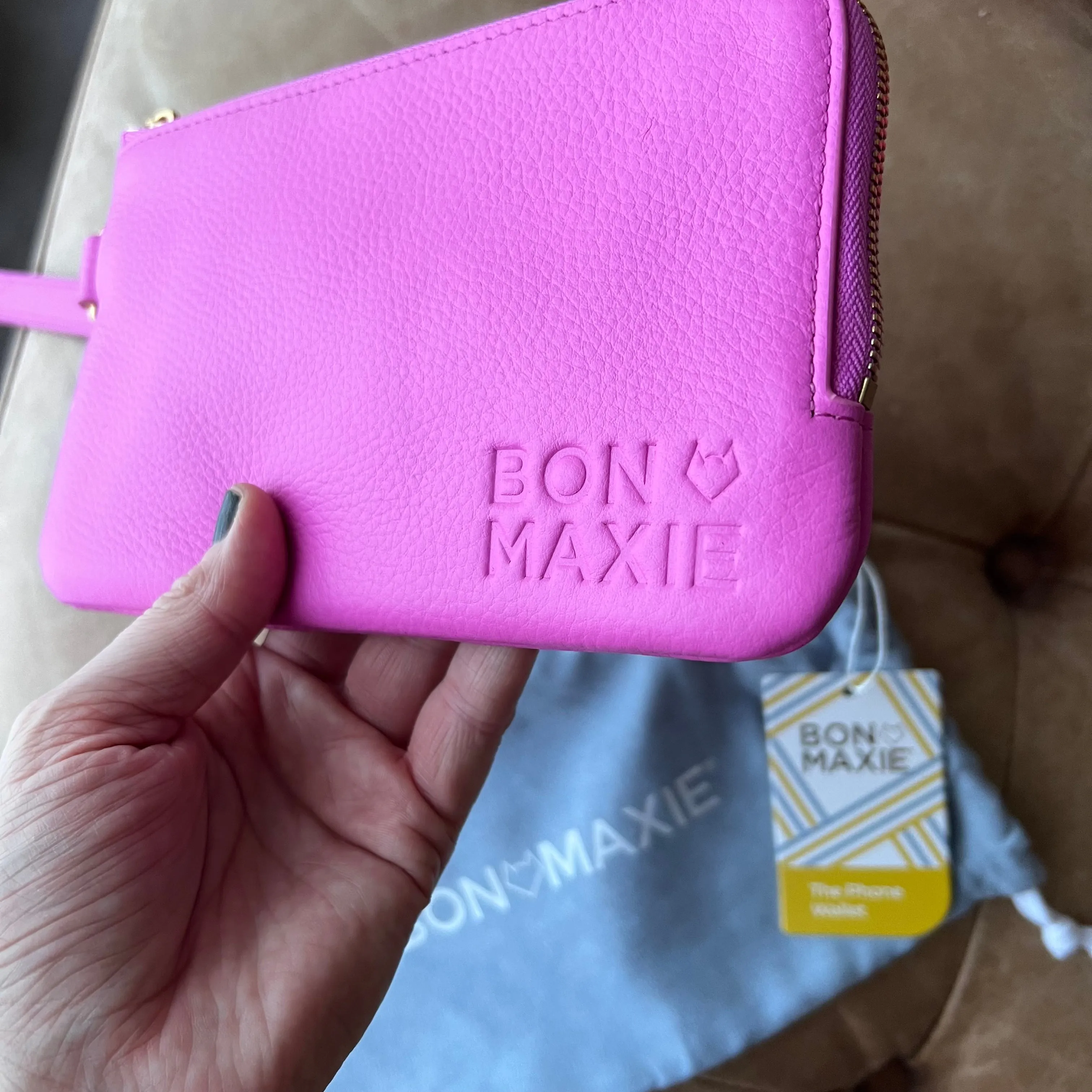 *SECONDS SALE* Leather Phone Wallet Pouch -- Fuchsia