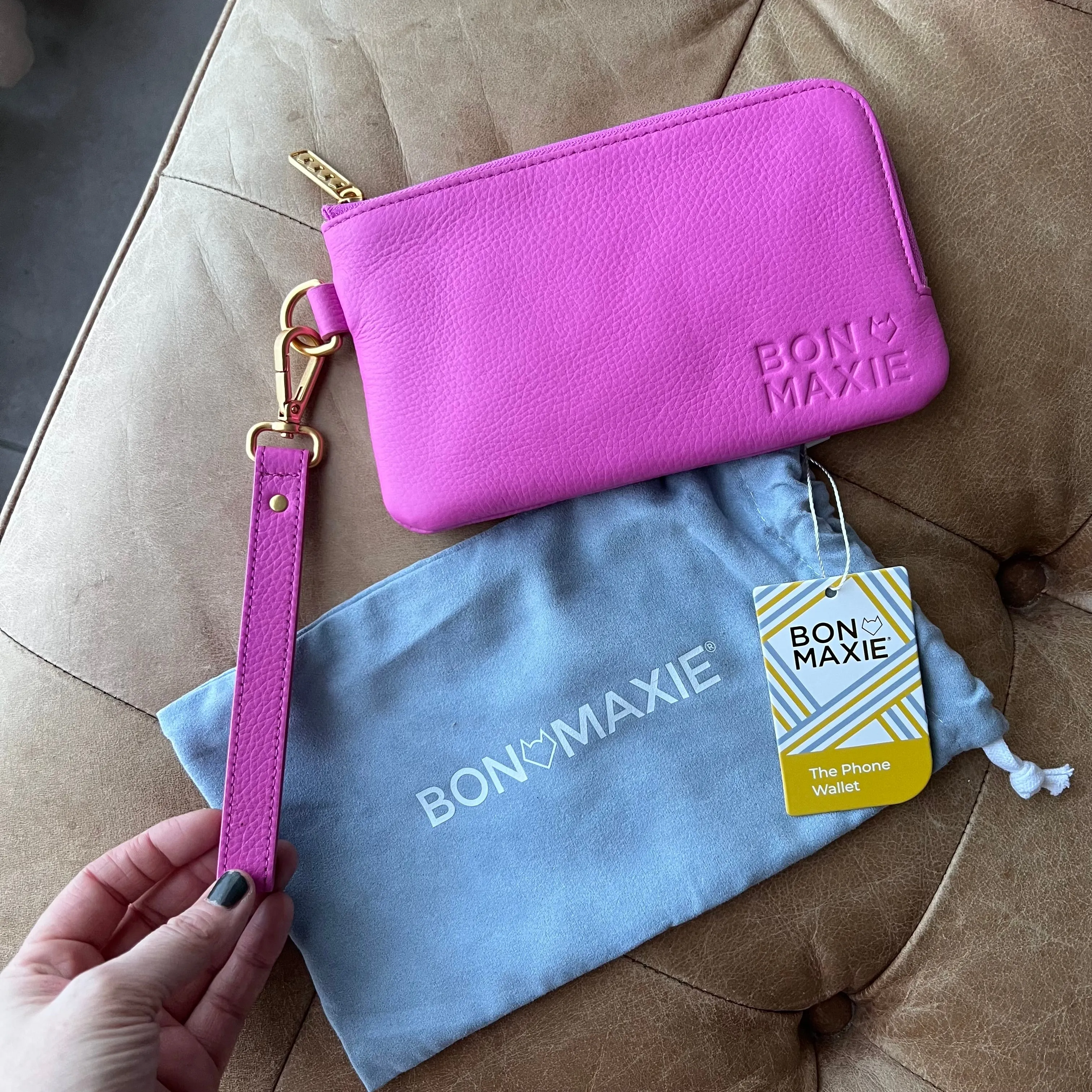 *SECONDS SALE* Leather Phone Wallet Pouch -- Fuchsia