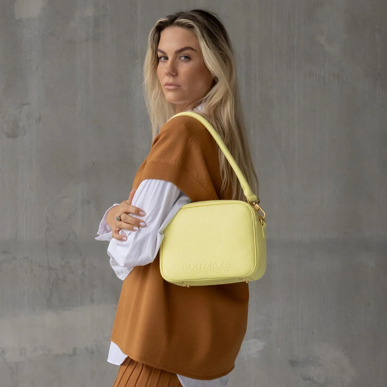Sidekick Leather Crossbody Bag -- Lemon