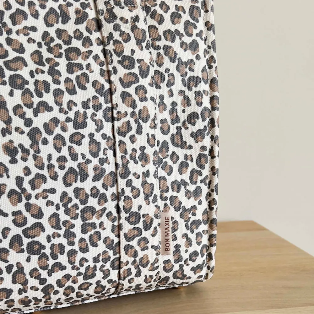 Small Bon Vivant Structured Tote Bag -- Leopard/Tan