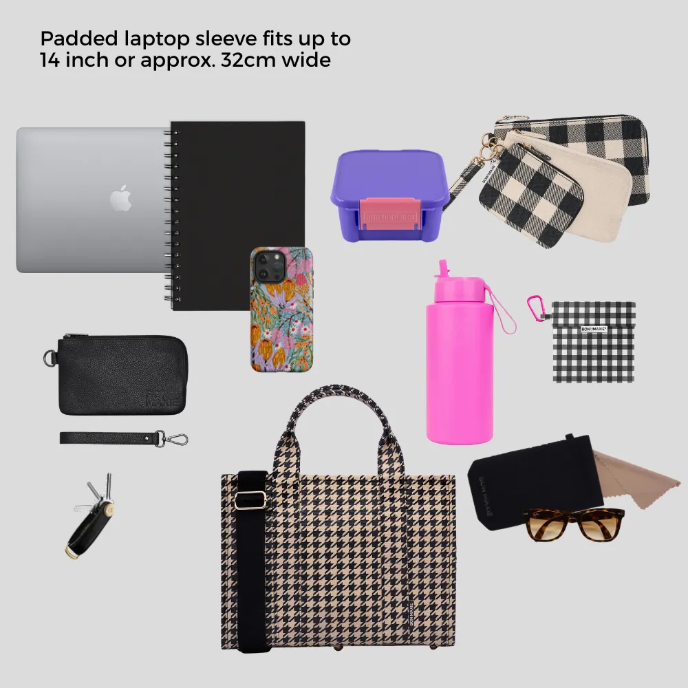 Small Bon Vivant Structured Tote Bag -- Neon Pink Gingham