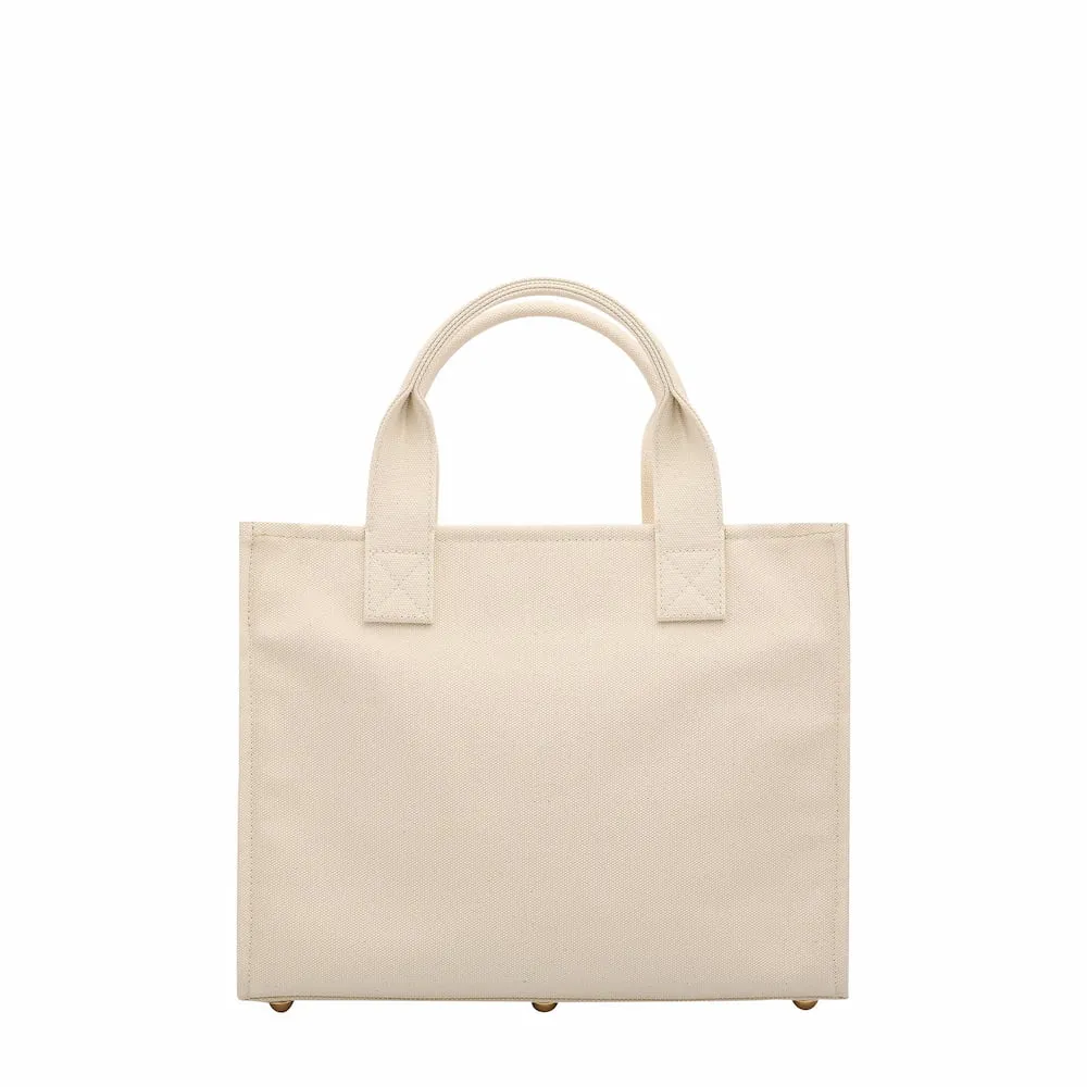 Small Structured Tote Bag -- Natural Canvas