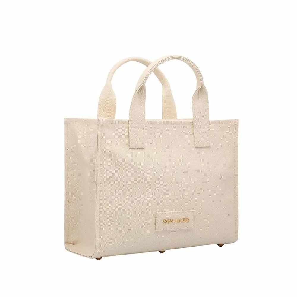 Small Structured Tote Bag -- Natural Canvas