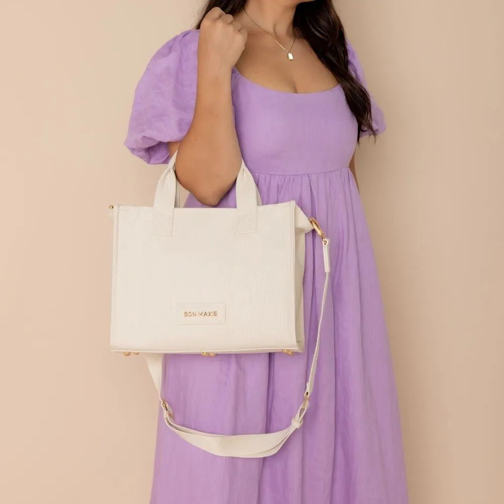 Small Structured Tote Bag -- Natural Canvas