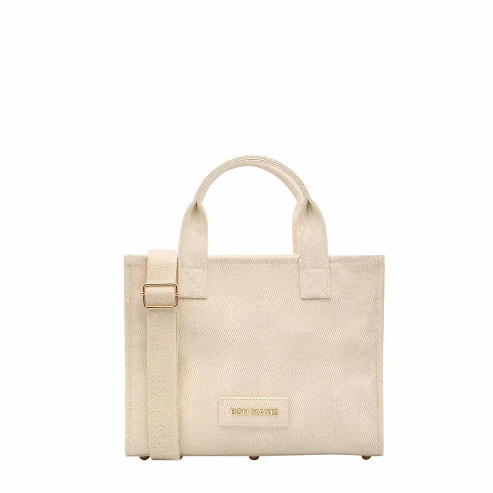 Small Structured Tote Bag -- Natural Canvas