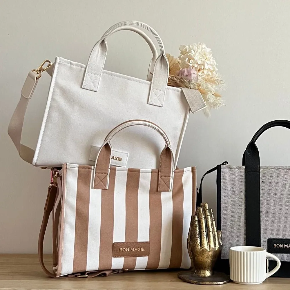 Small Structured Tote Bag -- Natural Canvas